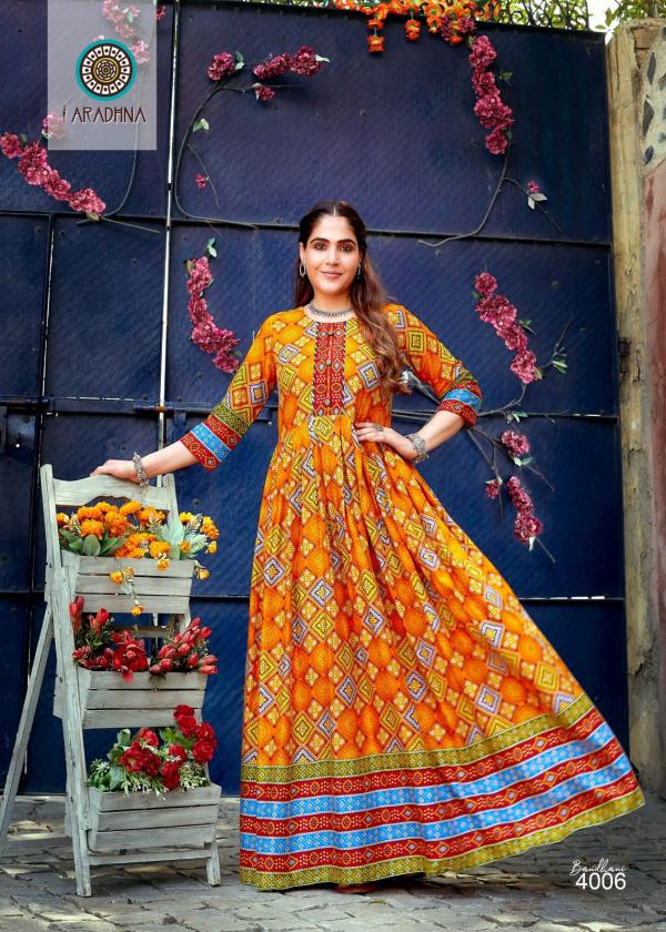 Aradhna Bandhani Vol 4 Fancy Long Anarkali Kurti Collection